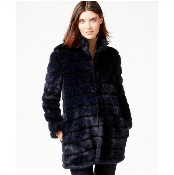 Laundry Shelli Segal Faux Deep Blue Navy Fur - size xs - Picture 9 of 10